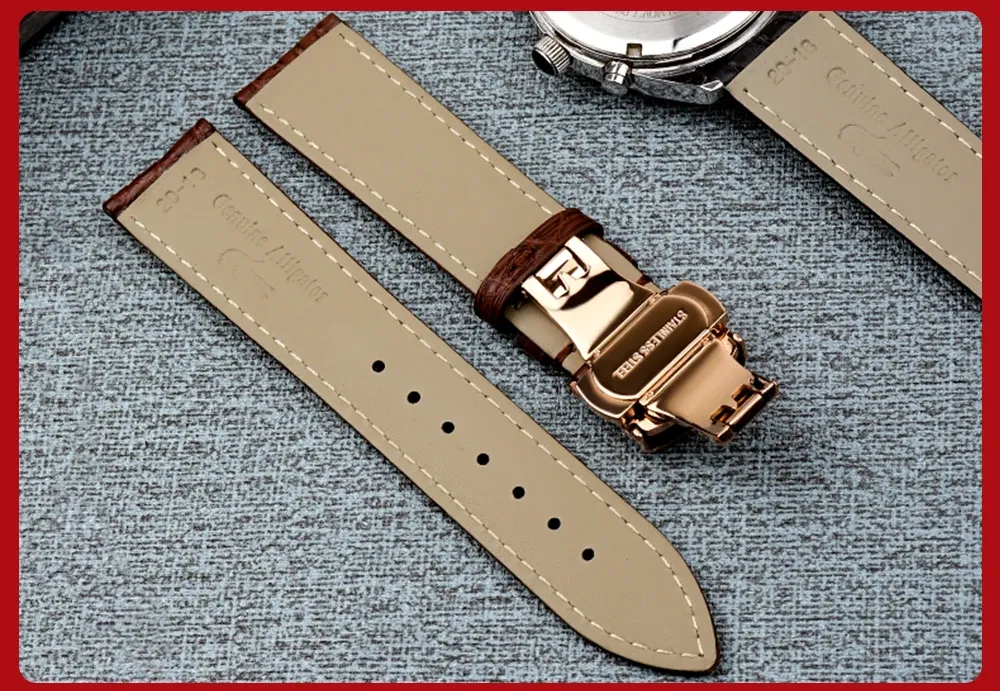 Bracelet montre cuir alligator 18 à 24 mm pour homme