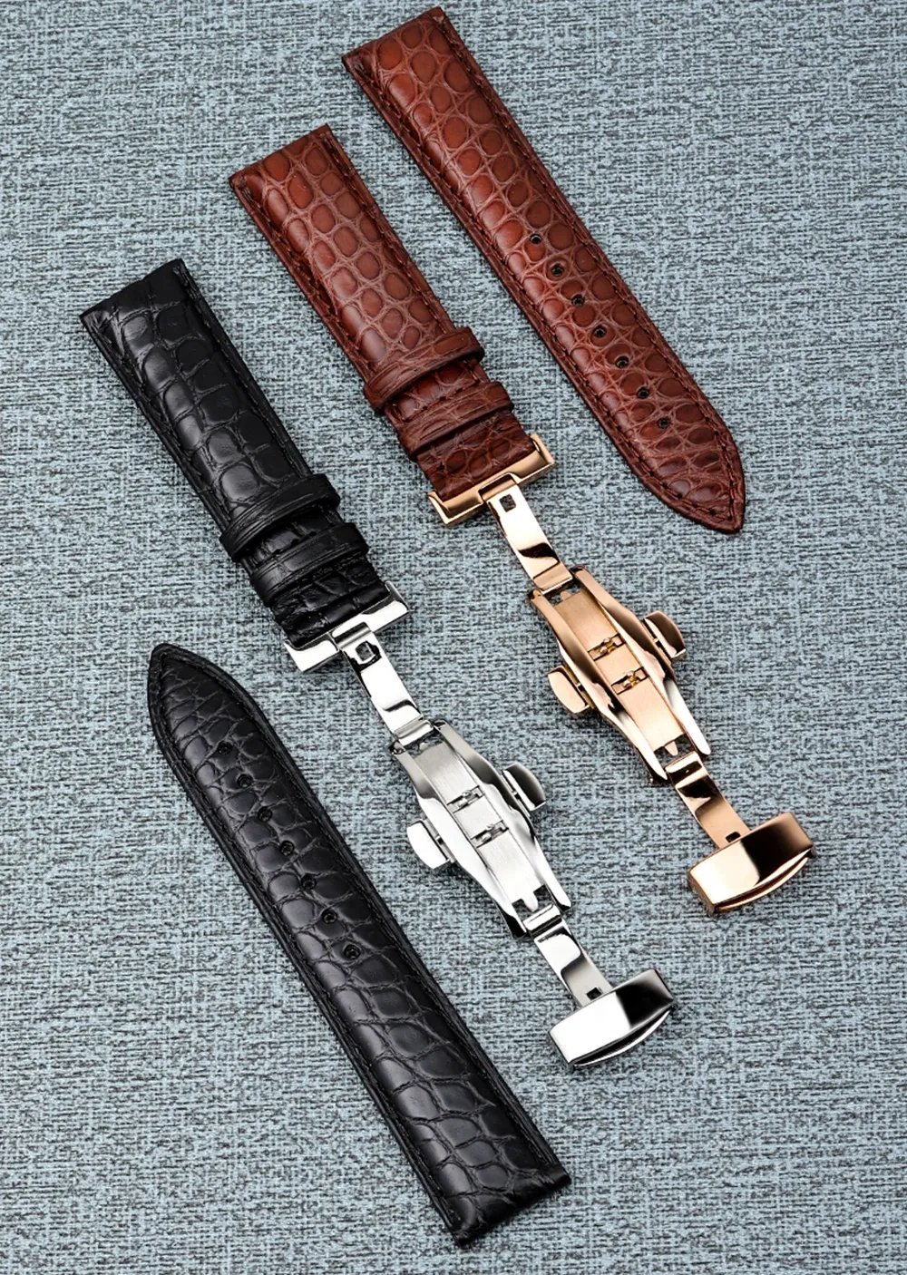 Bracelet montre cuir alligator 18 à 24 mm pour homme