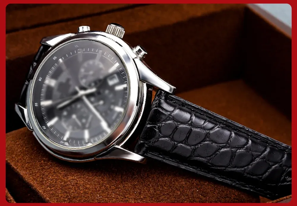 Bracelet montre cuir alligator 18 à 24 mm pour homme