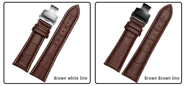 Bracelet montre cuir alligator 18 à 28 mm grande largeur