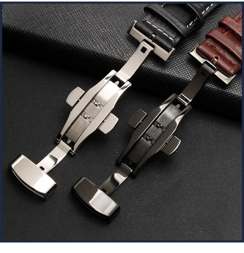 Bracelet montre cuir alligator 18 à 28 mm grande largeur