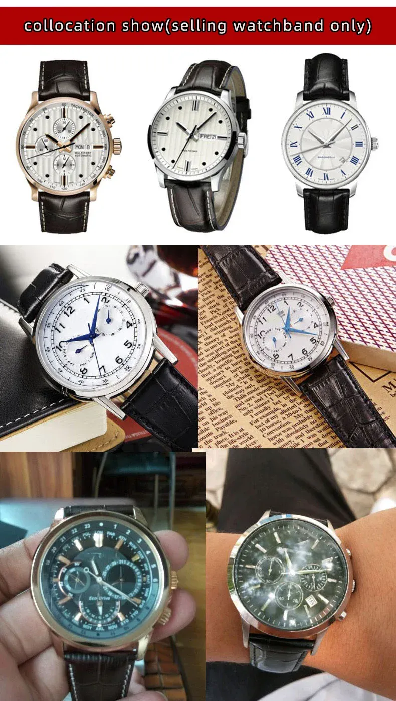 Bracelet montre cuir alligator 18 à 28 mm grande largeur