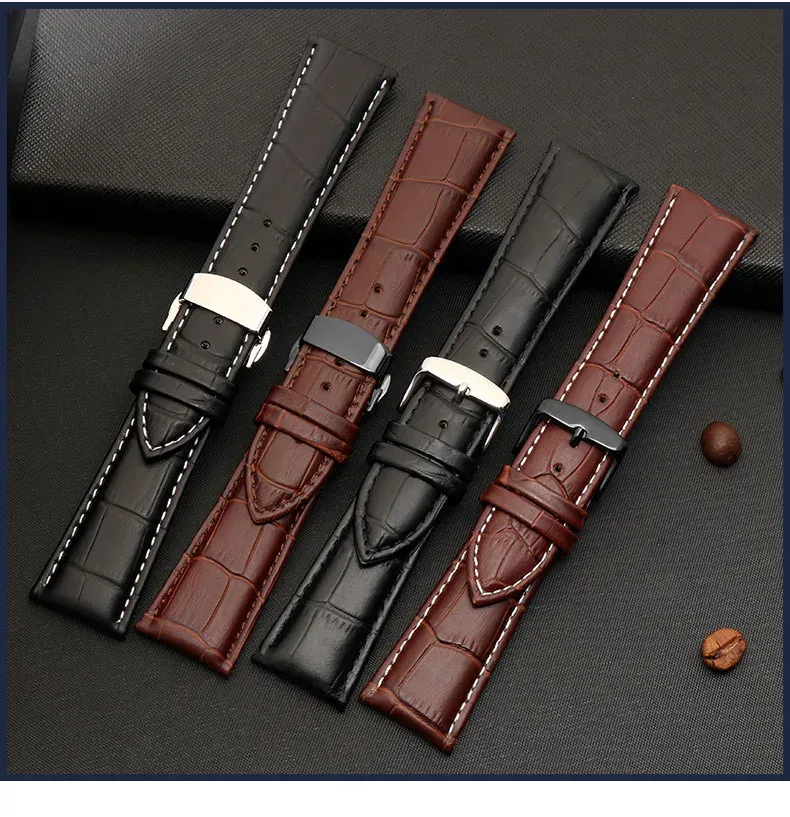 Bracelet montre cuir alligator 18 à 28 mm grande largeur