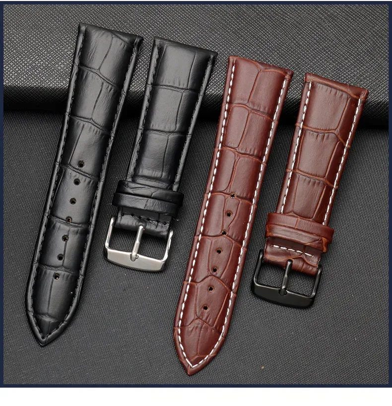 Bracelet montre cuir alligator 18 à 28 mm grande largeur