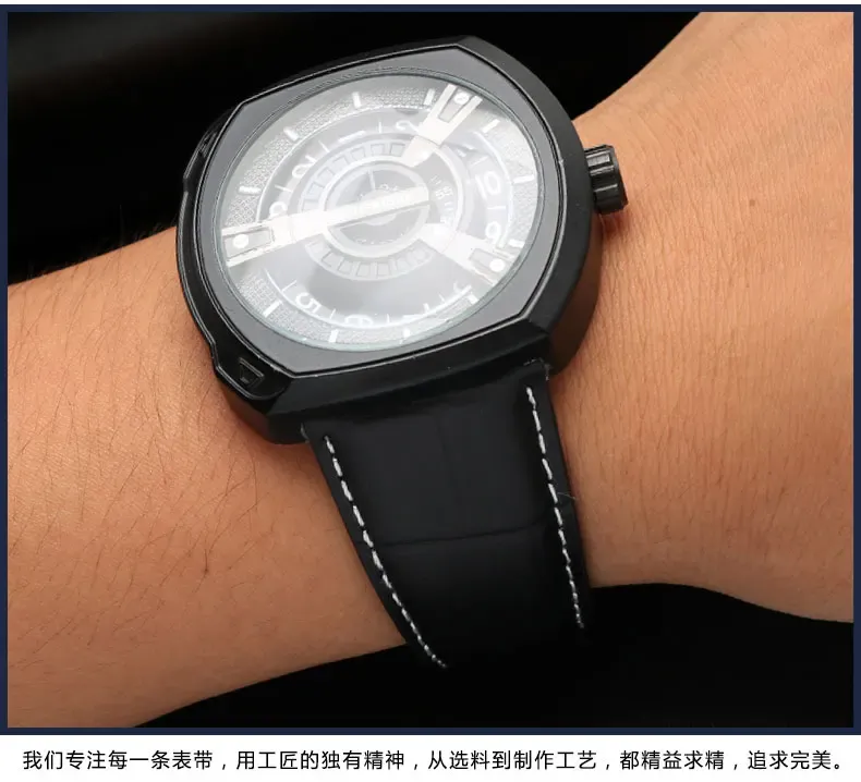 Bracelet montre cuir alligator 18 à 28 mm grande largeur