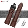 Bracelet montre cuir alligator 18 à 28 mm grande largeur – Couleur du bracelet marron noir B