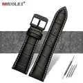 Bracelet montre cuir alligator 18 à 28 mm grande largeur – Couleur du bracelet noir blanc noir A