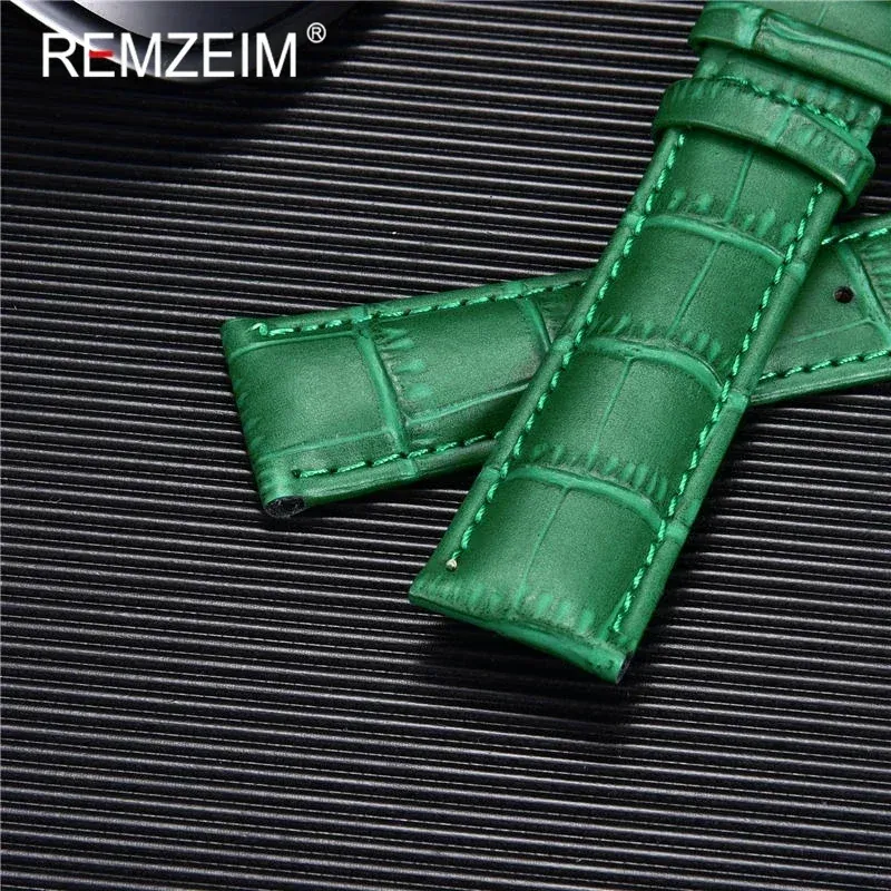 Bracelet montre cuir bambou 18 à 24 mm boucle papillon