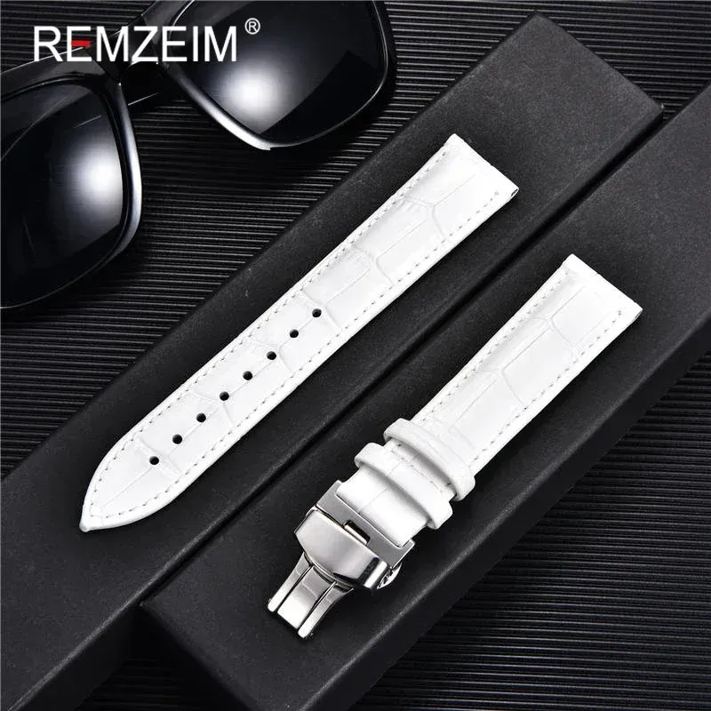 Bracelet montre cuir bambou 18 à 24 mm boucle papillon