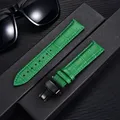Bracelet montre cuir bambou 18 à 24 mm boucle papillon – Couleur du bracelet green-black
