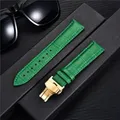 Bracelet montre cuir bambou 18 à 24 mm boucle papillon – Couleur du bracelet green-gold
