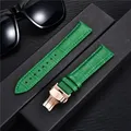 Bracelet montre cuir bambou 18 à 24 mm boucle papillon – Couleur du bracelet green-rose gold