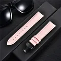 Bracelet montre cuir bambou 18 à 24 mm boucle papillon – Couleur du bracelet pink-black