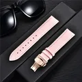 Bracelet montre cuir bambou 18 à 24 mm boucle papillon – Couleur du bracelet pink-rose gold