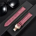 Bracelet montre cuir bambou 18 à 24 mm boucle papillon – Couleur du bracelet purple-rose gold