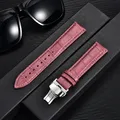 Bracelet montre cuir bambou 18 à 24 mm boucle papillon – Couleur du bracelet purple-silver