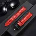 Bracelet montre cuir bambou 18 à 24 mm boucle papillon – Couleur du bracelet red-black