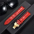 Bracelet montre cuir bambou 18 à 24 mm boucle papillon – Couleur du bracelet red-gold