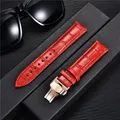 Bracelet montre cuir bambou 18 à 24 mm boucle papillon – Couleur du bracelet red-rose gold