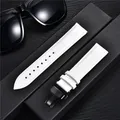 Bracelet montre cuir bambou 18 à 24 mm boucle papillon – Couleur du bracelet white-black