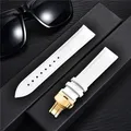 Bracelet montre cuir bambou 18 à 24 mm boucle papillon – Couleur du bracelet white-gold