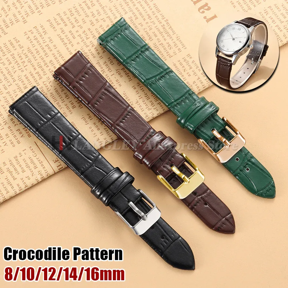 Bracelet montre cuir bambou croco 8 à 16 mm