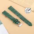 Bracelet montre cuir bambou croco 8 à 16 mm – Couleur du bracelet Green-Silver