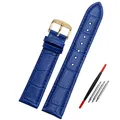 Bracelet montre cuir bleu réglable 14 à 22 mm – Couleur du bracelet blue gold buckle