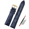 Bracelet montre cuir bleu réglable 14 à 22 mm – Couleur du bracelet Dark blue gold