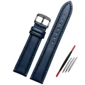 Bracelet montre cuir bleu réglable 14 à 22 mm – Couleur du bracelet Plain blue black