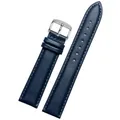 Bracelet montre cuir bleu réglable 14 à 22 mm – Couleur du bracelet Plain blue silver
