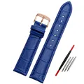 Bracelet montre cuir bleu réglable 14 à 23 mm – Couleur du bracelet blue rose buckle