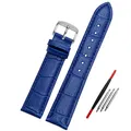 Bracelet montre cuir bleu réglable 14 à 23 mm – Couleur du bracelet blue silver buckle
