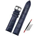 Bracelet montre cuir bleu réglable 14 à 23 mm – Couleur du bracelet Dark blue black