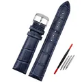 Bracelet montre cuir bleu réglable 14 à 23 mm – Couleur du bracelet Dark blue silver
