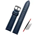 Bracelet montre cuir bleu réglable 14 à 23 mm – Couleur du bracelet Plain blue black
