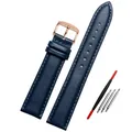 Bracelet montre cuir bleu réglable 14 à 23 mm – Couleur du bracelet Plain blue rose