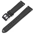 Bracelet montre cuir ciré 18 à 22 mm fait main – Couleur du bracelet Black-Black Buckle