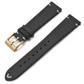 Bracelet montre cuir ciré 18 à 22 mm fait main – Couleur du bracelet Black-Gold Buckle