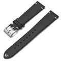 Bracelet montre cuir ciré 18 à 22 mm fait main – Couleur du bracelet Black-Silver Buckle