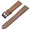 Bracelet montre cuir ciré 18 à 22 mm fait main – Couleur du bracelet Brown-Black Buckle