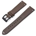Bracelet montre cuir ciré 18 à 22 mm fait main – Couleur du bracelet Coffee-Black Buckle