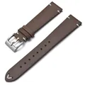 Bracelet montre cuir ciré 18 à 22 mm fait main – Couleur du bracelet Coffee-Silver Buckle