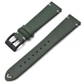 Bracelet montre cuir ciré 18 à 22 mm fait main – Couleur du bracelet Green-Black Buckle