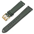 Bracelet montre cuir ciré 18 à 22 mm fait main – Couleur du bracelet Green-Gold Buckle