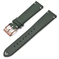 Bracelet montre cuir ciré 18 à 22 mm fait main – Couleur du bracelet Green-Rose Gold
