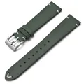 Bracelet montre cuir ciré 18 à 22 mm fait main – Couleur du bracelet Green-Silver Buckle