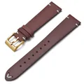Bracelet montre cuir ciré 18 à 22 mm fait main – Couleur du bracelet Red-Gold Buckle