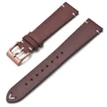 Bracelet montre cuir ciré 18 à 22 mm fait main – Couleur du bracelet Red-Rose Gold
