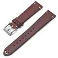 Bracelet montre cuir ciré 18 à 22 mm fait main – Couleur du bracelet Red-Silver Buckle